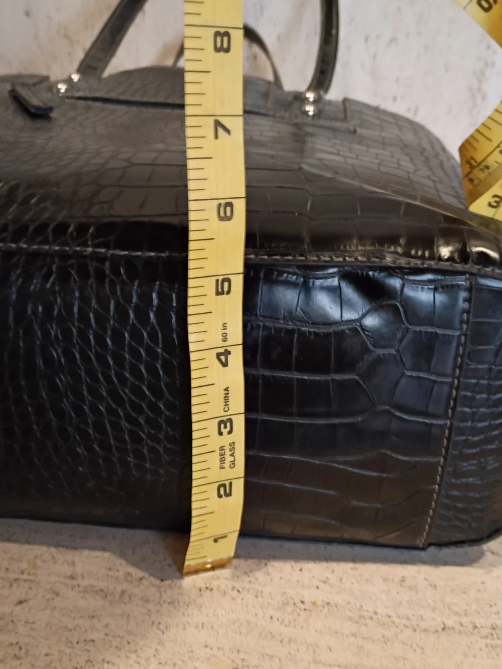 Chaps Black Croc-Embossed Tote with Matching Wristlet